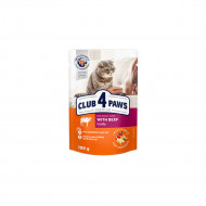 CLUB 4 PAWS ADULT CATS ΒΟΔΙΝΟ ΣΕ ΖΕΛΕ 100gr